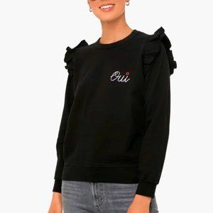 Clare V Ruffle Sweatshirt in Black